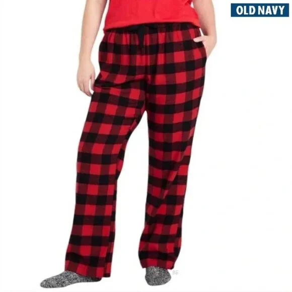 🦋 OLD NAVY Flannel Pajama Pants - Red & Black Buffalo Plaid - Plus 4X - NWT - Picture 6 of 7